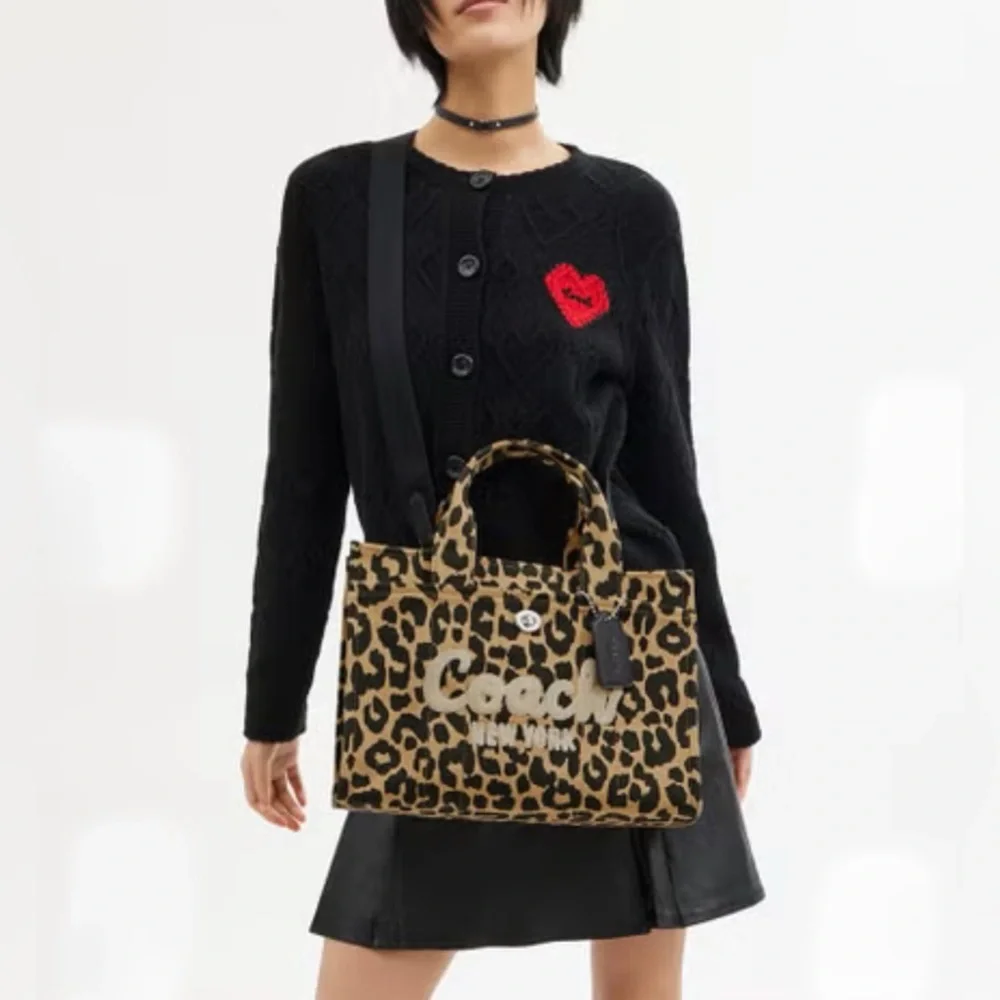 Coach Leopard Print Canvas Tote in Brown and Black - Picture 1 of 7